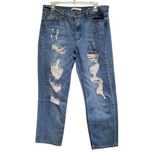 Eunina Distressed Medium Wash Blue Denim Jeans for Women or Juniors Size 15